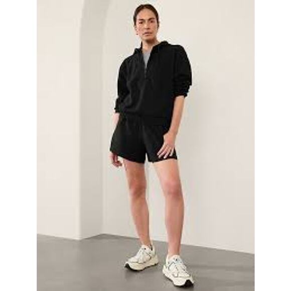 Athleta Retroterry 1/2 Zip Hoodie Womens Size Medium Black NWT - Picture 1 of 6